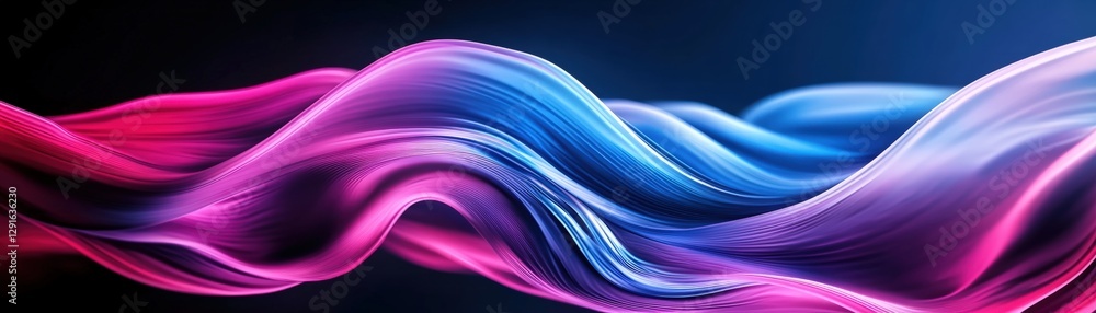 Poster abstract wave background with soft curves and flowing lines in various shades of blue and white