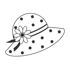 Stylized Hat with Flower Embellishments Icon.