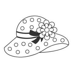 Stylized Hat with Flower Embellishments Icon.