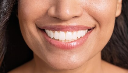 Naklejka premium A person displays a radiant smile, highlighting the importance of dental hygiene and care.