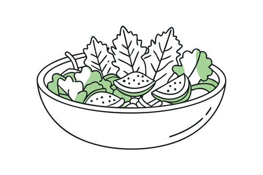 recommend clip art: Caesar Salad Line Drawing Illustration