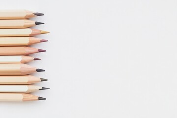 Obraz premium Colorful pencils arranged neatly on clean surface, inviting crea