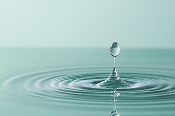 Wassertropfen erzeugt Kreise auf ruhiger Wasseroberfl&auml;che

