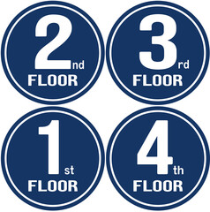 four signs indicating each floor