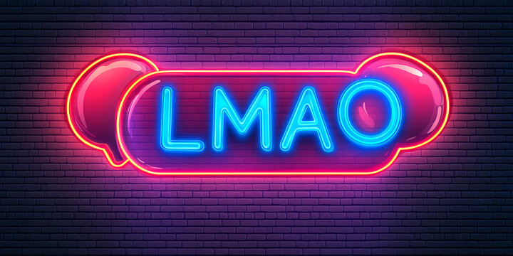 LMAO Neon Sign on Brick Wall