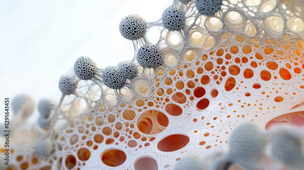 Poster detailed depiction of biological membrane structures with unique patterns and textures