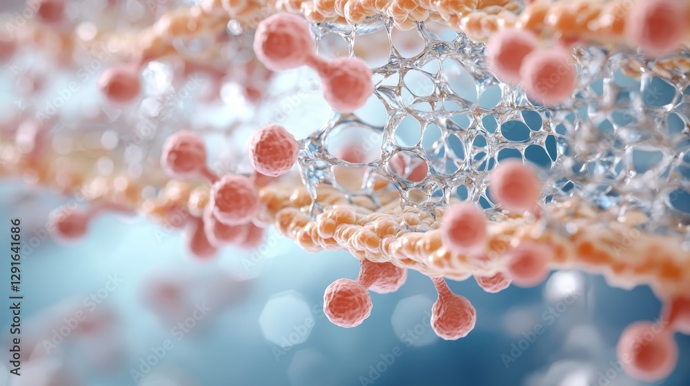 Poster detailed depiction of biological membrane showing molecular structures and interactions in a dynamic