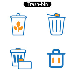 Delete, trash bin, garbage icon symbol vector template collection icon set on white background use web, app, logo.
