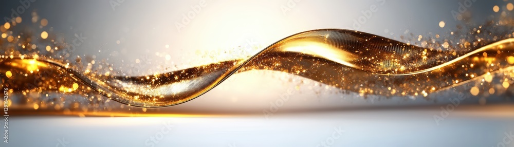 Poster gold wave pattern on blue background creating an abstract artistic design for backgrounds and wallpa
