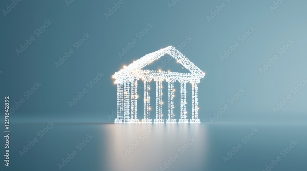 Poster digital representation of financial clearinghouse with light effects for transaction processing conc