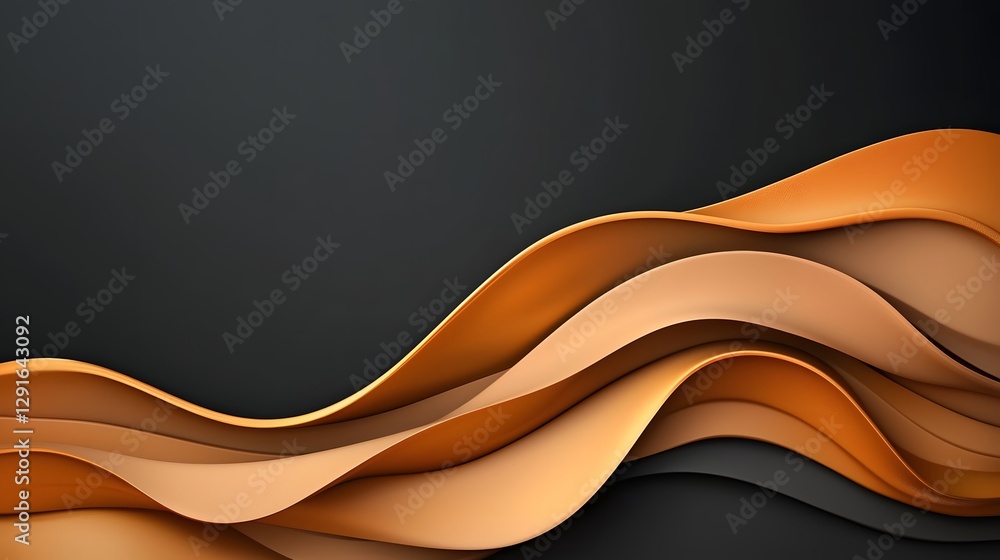 Poster mesmerizing abstract composition featuring flowing golden metallic waves against a clean dark backdr