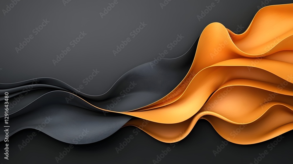 Poster mesmerizing abstract image of flowing golden metallic waves against a dark clean background in a min