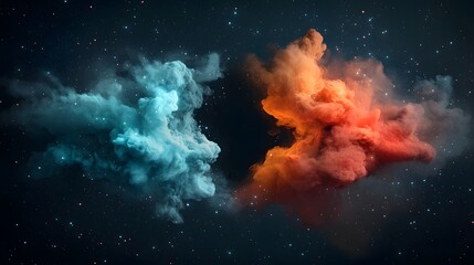 Mesmerizing cosmic clouds and vibrant nebula swirling in a dramatic mystical galaxy scene  Dark empty space in the center provides a captivating contrast creating a sense of awe and wonder