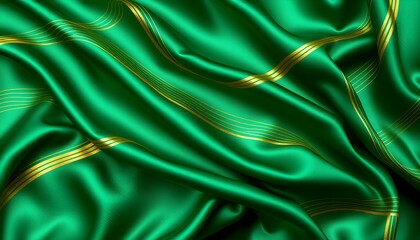 Obraz premium Luxurious Emerald Silk with Delicate Golden Accents