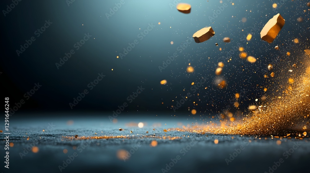 Poster mesmerizing floating glitter dust particles with subtle shimmer and luminous illumination against a 