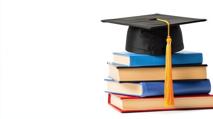 Graduation Cap on Top of Stacked Academic Books for Education Theme