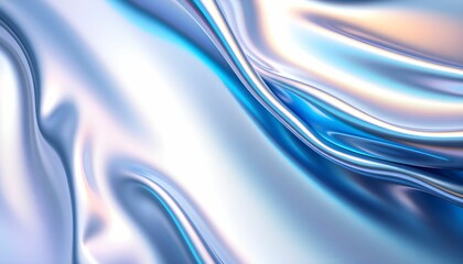 Obraz premium Abstract Metallic Waves of Silver and Blue Liquid Chrome