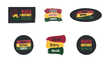 Black History Month. African American History.Vector African American History Designs set with text, map for poster, print, card, banner, background.