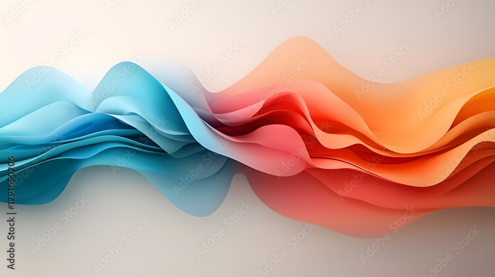 Poster mesmerizing holographic iridescent color waves sleek modern abstract art with neutral center space v
