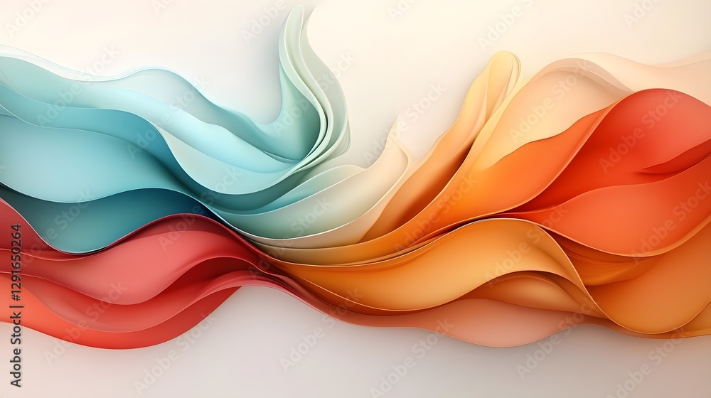 Aufkleber mesmerizing holographic iridescent color waves sleek modern abstract digital art background with flu