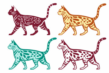 set of Bengal Cat silhouette vector illustration