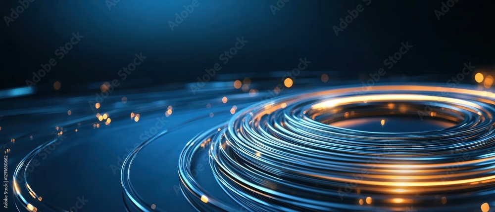 Poster circular light glow in center of dark blue background with soft edges and smooth transition