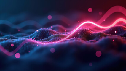 Abstract data waves, glowing particles, energy flow, blue and magenta, neon, sci-fi, Digital Abstraction Background, point clouds