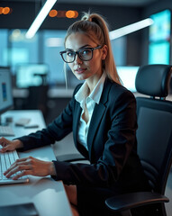 Confident Blonde Businesswoman in a Modern Office Setting