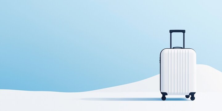 Tranquil international migrants day card design with minimalist luggage
