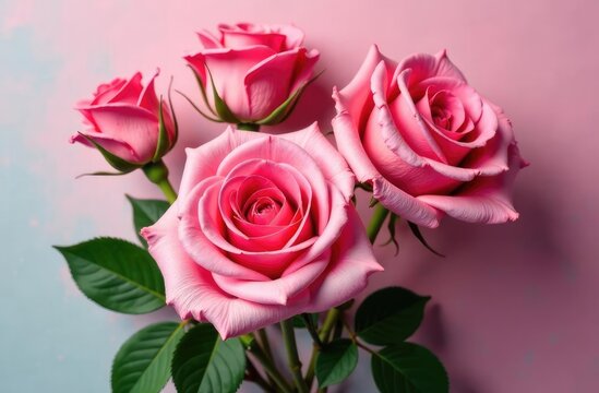 flower arrangement with roses on a colored background
