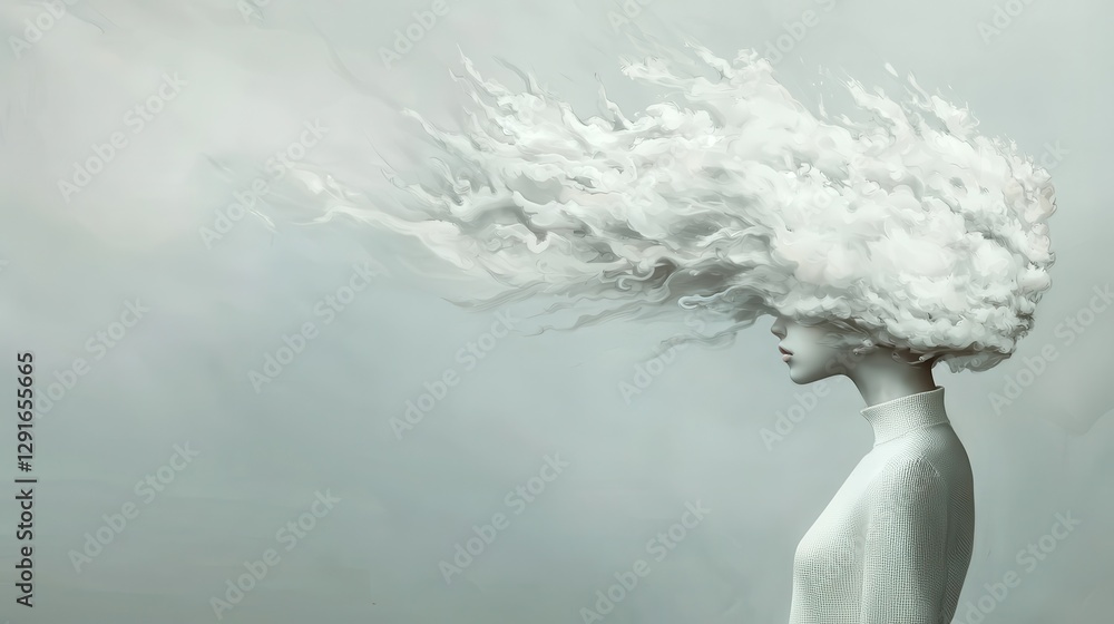 Poster surreal representation of ideas transforming into tangible forms through creative imagery and abstra
