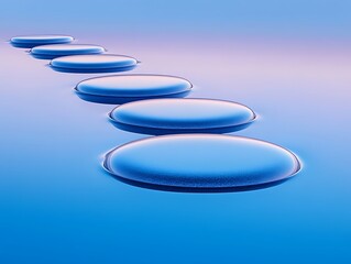 Abstract steps in pastel blue, digital art, peaceful path, conceptual, design