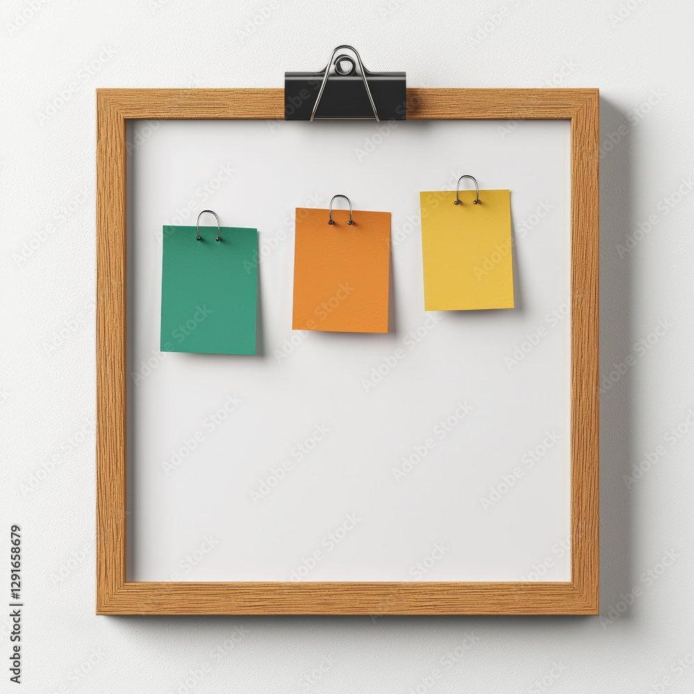Poster framed board with colorful sticky notes displayed.
