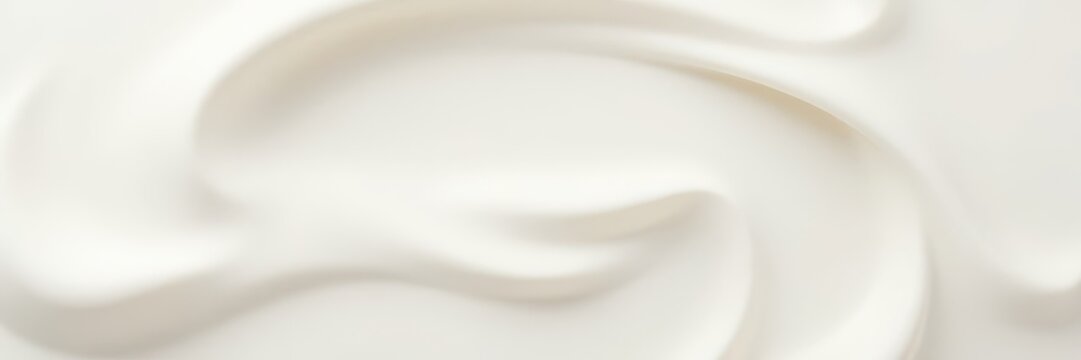 Close-up of creamy, milky cosmetic texture Swirled, smooth, white background , opaque, product, emulsion