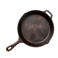 Rustic Cast Iron Skillet Pan Isolated On Transparent Background
