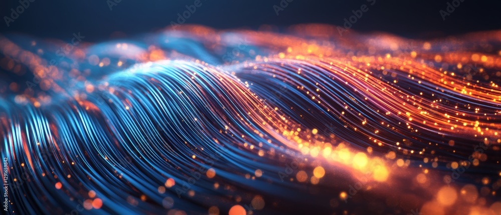 Poster beautiful wave of light flowing in a vibrant spectrum of colors creating a mesmerizing visual effect