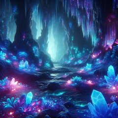 Naklejka premium Fantastic Bioluminescent Cave 