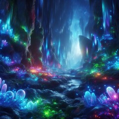 Naklejka premium Fantastic Bioluminescent Cave 