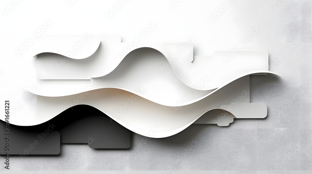 Poster minimalist and modern abstract background design with monochrome paper cutout layers soft edges and 