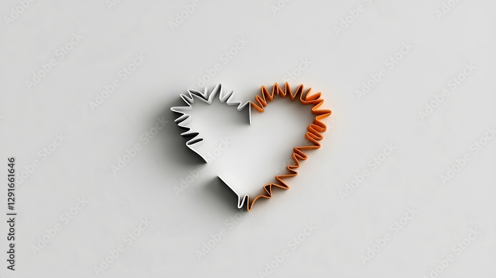 Poster minimalist heart outline abstract design in clean white space simple yet elegant two sided heart out