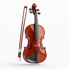 Fototapeta premium Violin and Bow Isolated on White Background 