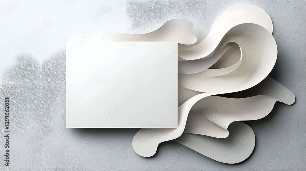 Poster minimalist modern paper cutout layers in a monochrome color palette with soft flowing edges and an e