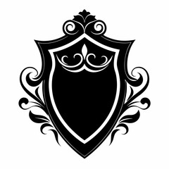 shield, frame, vintage, vector, crown,