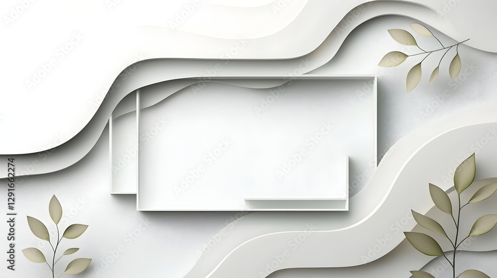 Poster minimalist modern paper cutout layers in soft monochrome color palette with clean elegant edges abst