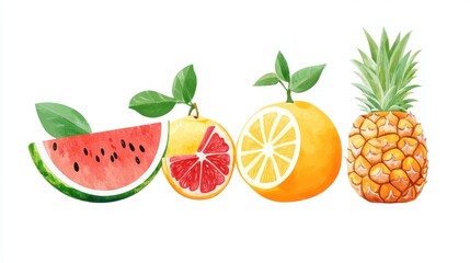 Watercolor Fruits Display