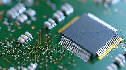 Obraz premium Close-up Circuit Board with Chip, Technology