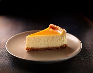 Fotograf&iacute;a de estudio profesional una porci&oacute;n de tarta cremosa de queso, estilo ultrarrealista, realista, 4k
