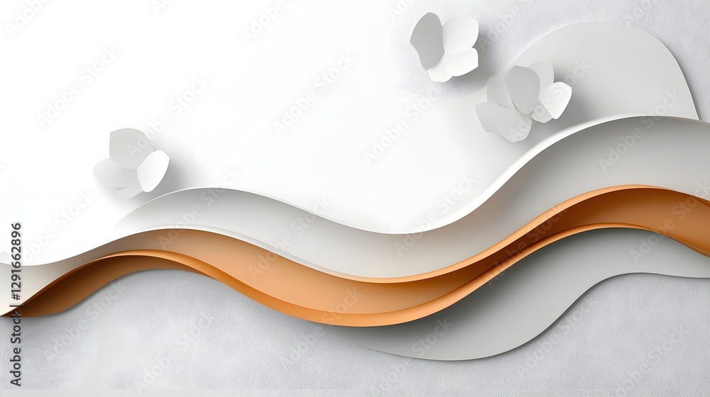 Poster minimalist modern paper cutout layers with soft monochrome edges creating an elegant and clean desig