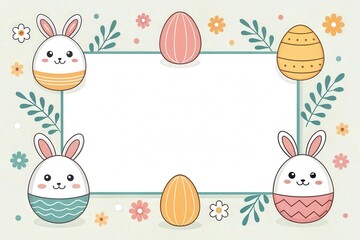 easter eggs decorated with bunnies and flowers around a rectangle 