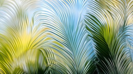 Obraz premium Abstract Colorful Feather Artwork: An artistic and vibrant composition showcasing an abstract image with colorful feather-like shapes, blending different hues in a soft and elegant manner.